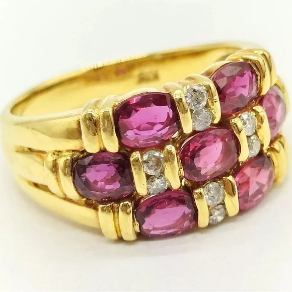 Sold! Stunning 2.5CT Natural Ruby & Diamonds Ring 18K YG Size 5.5, 5.1 grams - Picture 7 of 17